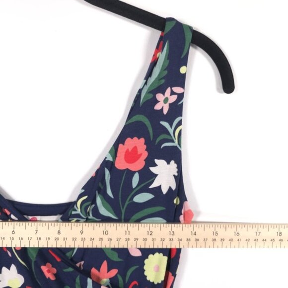 Boden Willa Jersey Dress Navy Floral Print V neck Wrap Style Upper Size 6P  - mordernwear.com